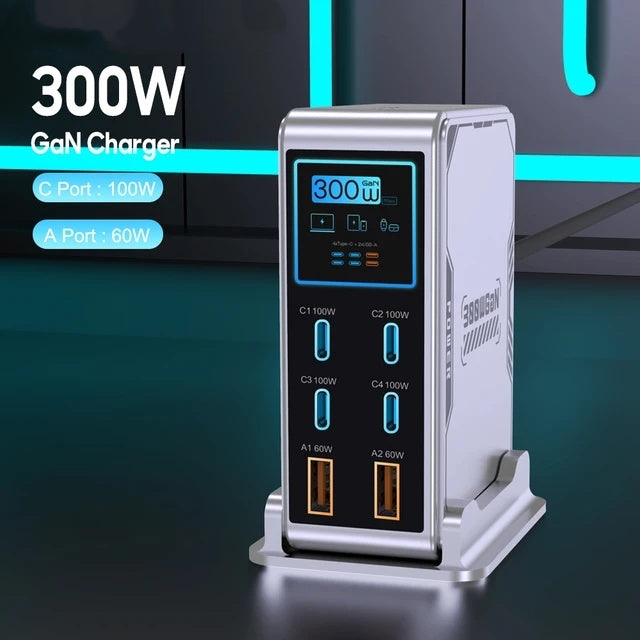 300-W-6-Port-GaN-Ladegerät mit Display