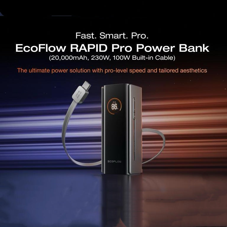 ECOFLOW Rapid Pro Powerbank 20000mAh 230W Max. Ausgang mit integriertem 100W-Kabel