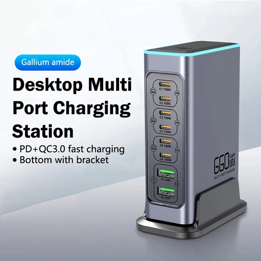 660W 8-Port Hochleistungs PD+QC3.0 GaN Tisch-Ladestation
