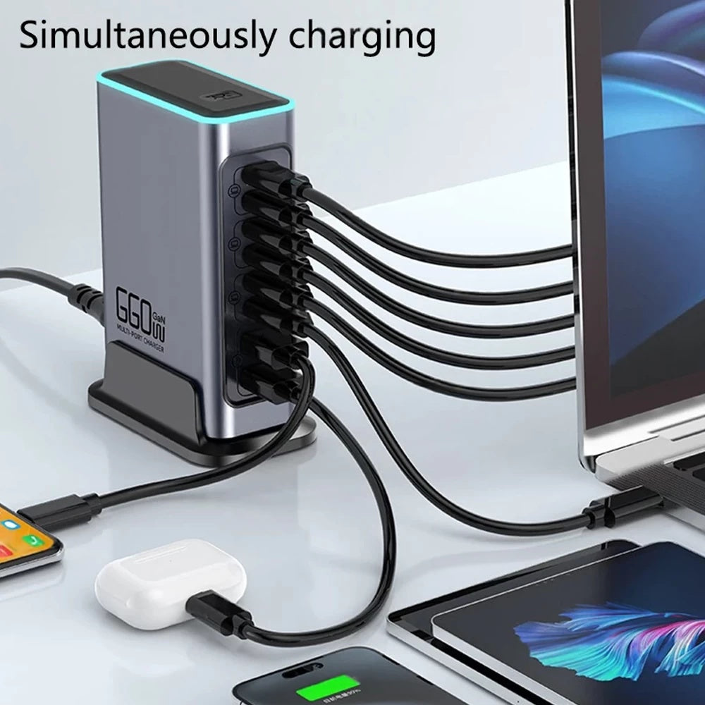 660W 8-Port Hochleistungs PD+QC3.0 GaN Tisch-Ladestation