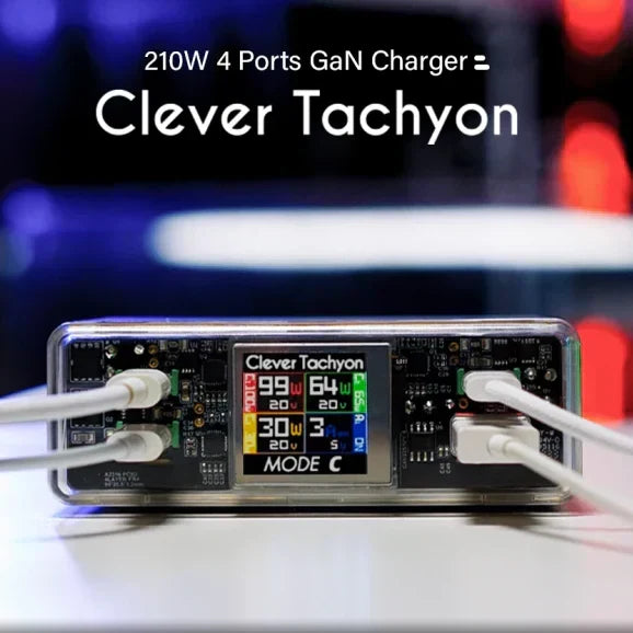 Clever:210W GAN-Schnellladegerät für Laptops mit Display