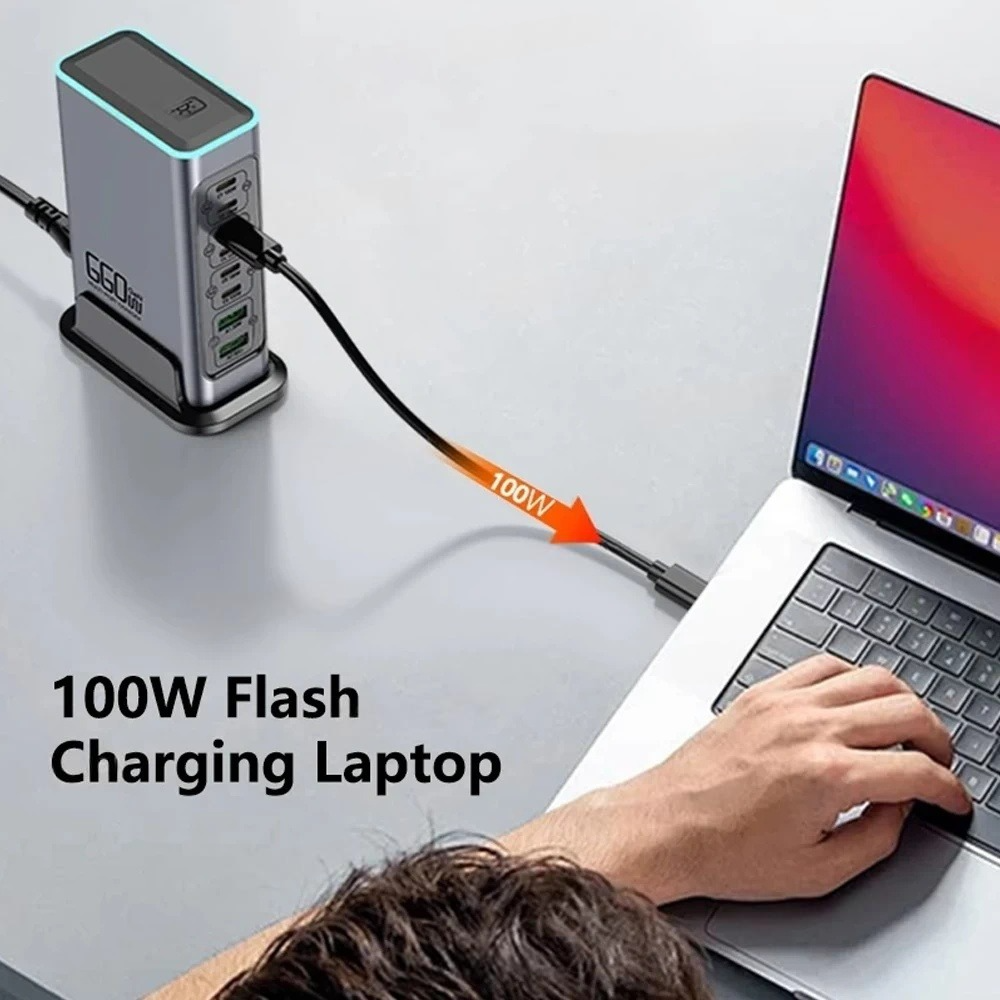 660W 8-Port Hochleistungs PD+QC3.0 GaN Tisch-Ladestation