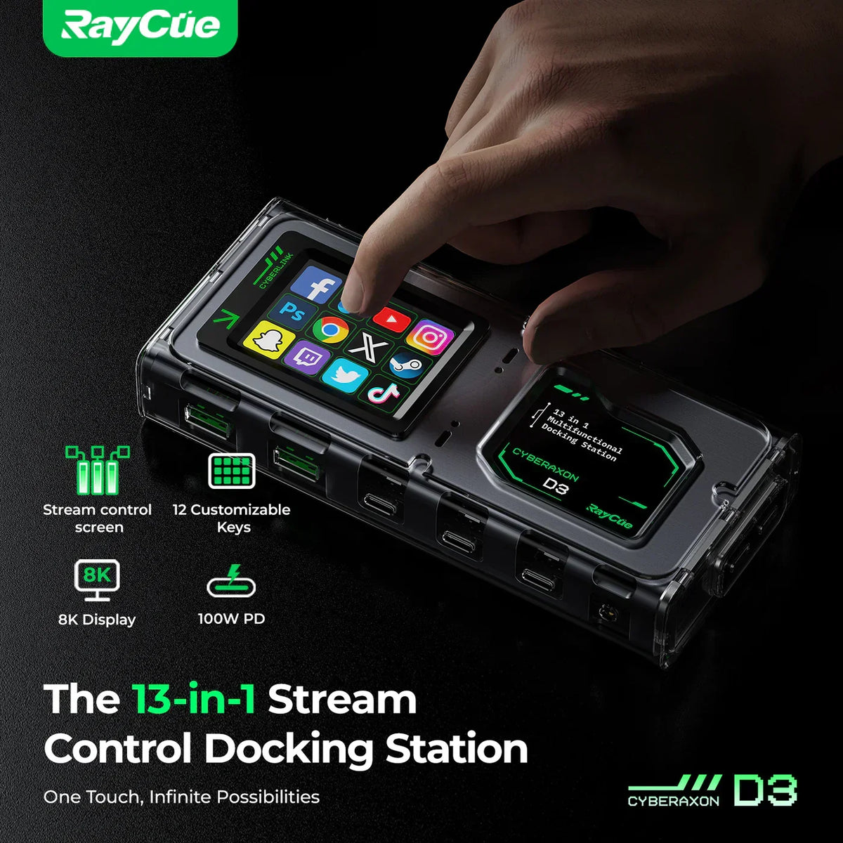 CyberAxon D3: 13-in-1 Multifunctional Stream Control Dock