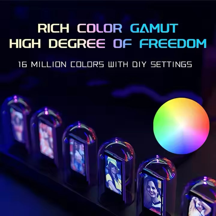Reloj digital retro con tubo Nixie RGB, pantalla IPS y luz ambiental