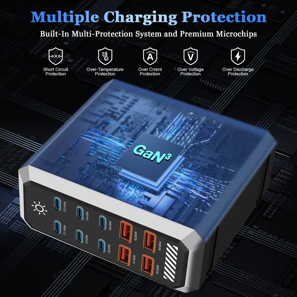 Estación de carga GaN de 660 W con 10 puertos USB-C