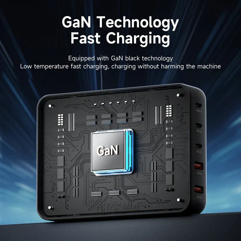 PD200W GaN de 5 puertos de carga rápida con pantalla LCD
