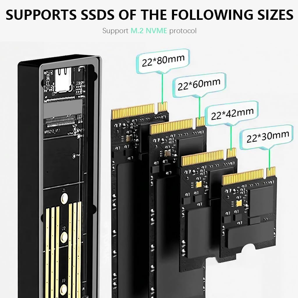 Adaptador de carcasa de aluminio para SSD M.2 con pantalla LCD