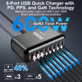 Estación de carga rápida PD 8 en 1 USB-C de 600 W
