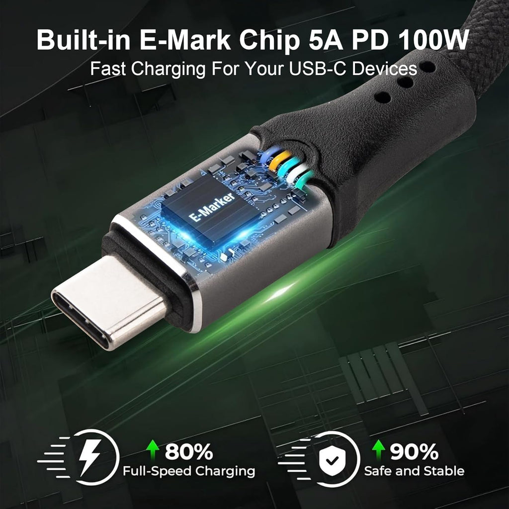 Cable Thunderbolt5 de 80 Gbps y 240 W con trenzado de nailon