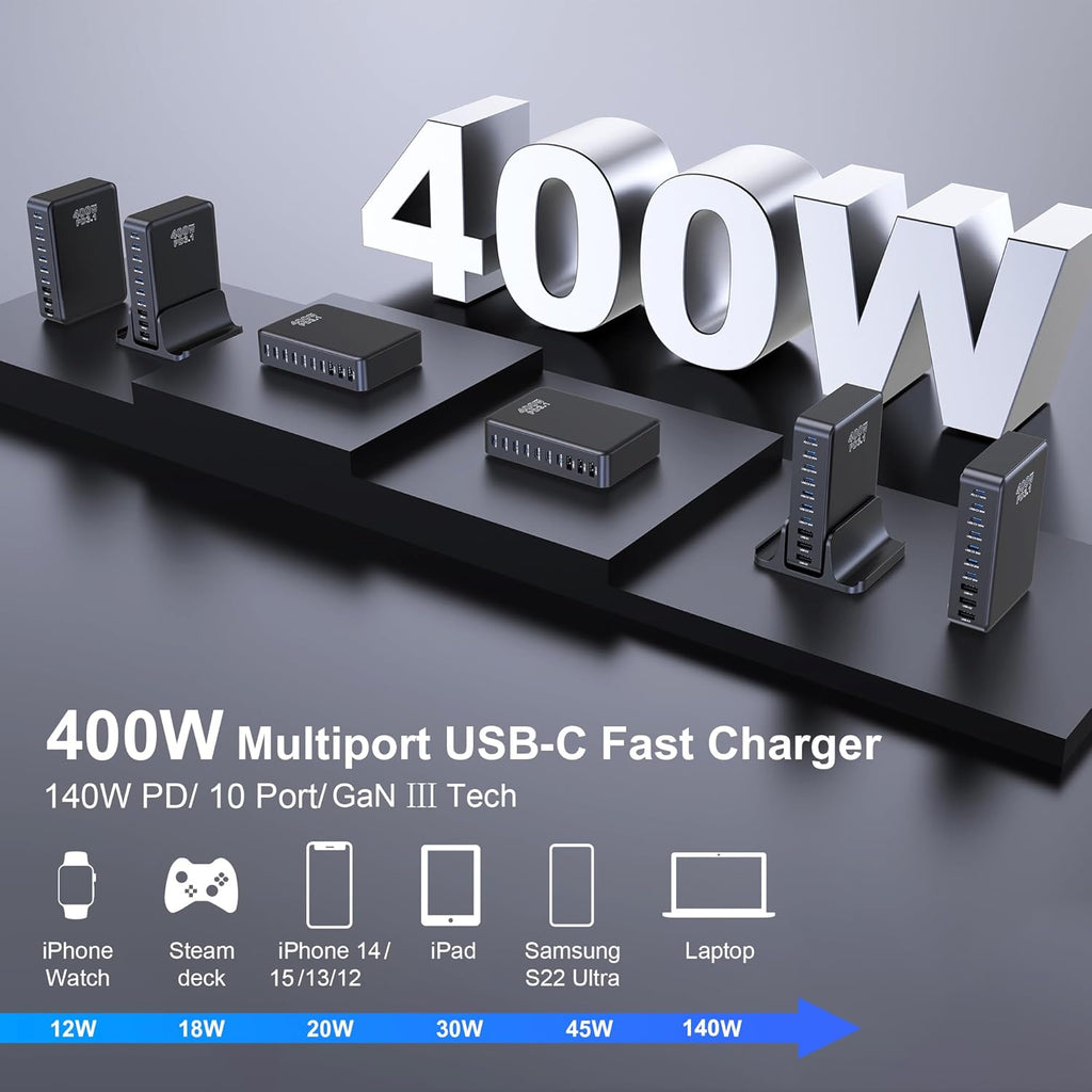 400W GaN 10-Port Kompakte Super-Schnellladestation