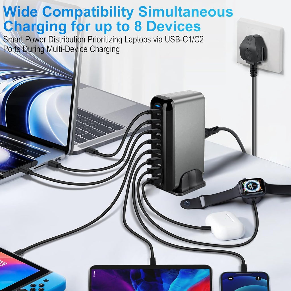 Estación de carga rápida PD 8 en 1 USB-C de 600 W