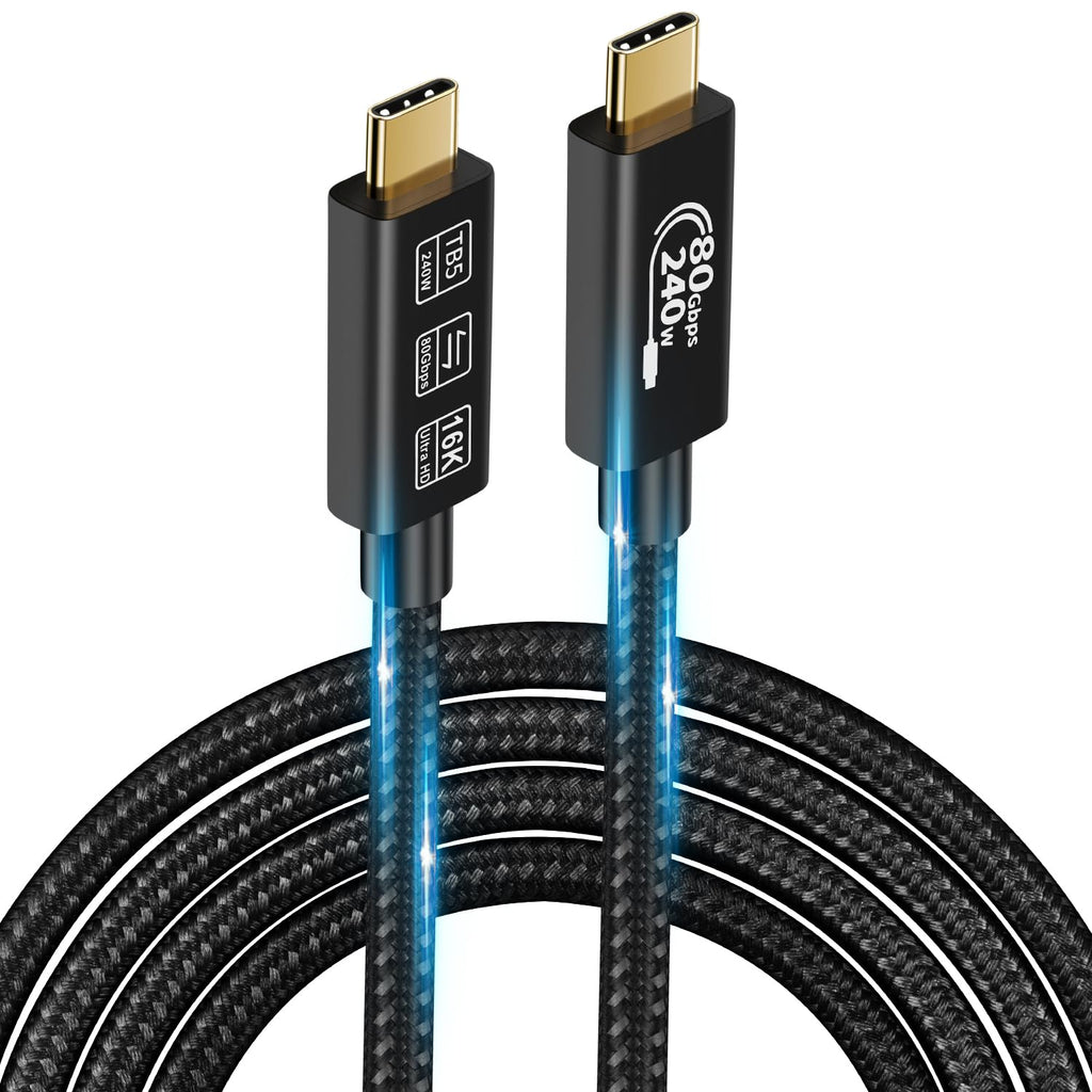 Cable USB-C TB5 de 80 Gbps, 240 W y 16K UHD