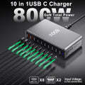 GaN 800W 10-in-1 USB-C PD Charging Station