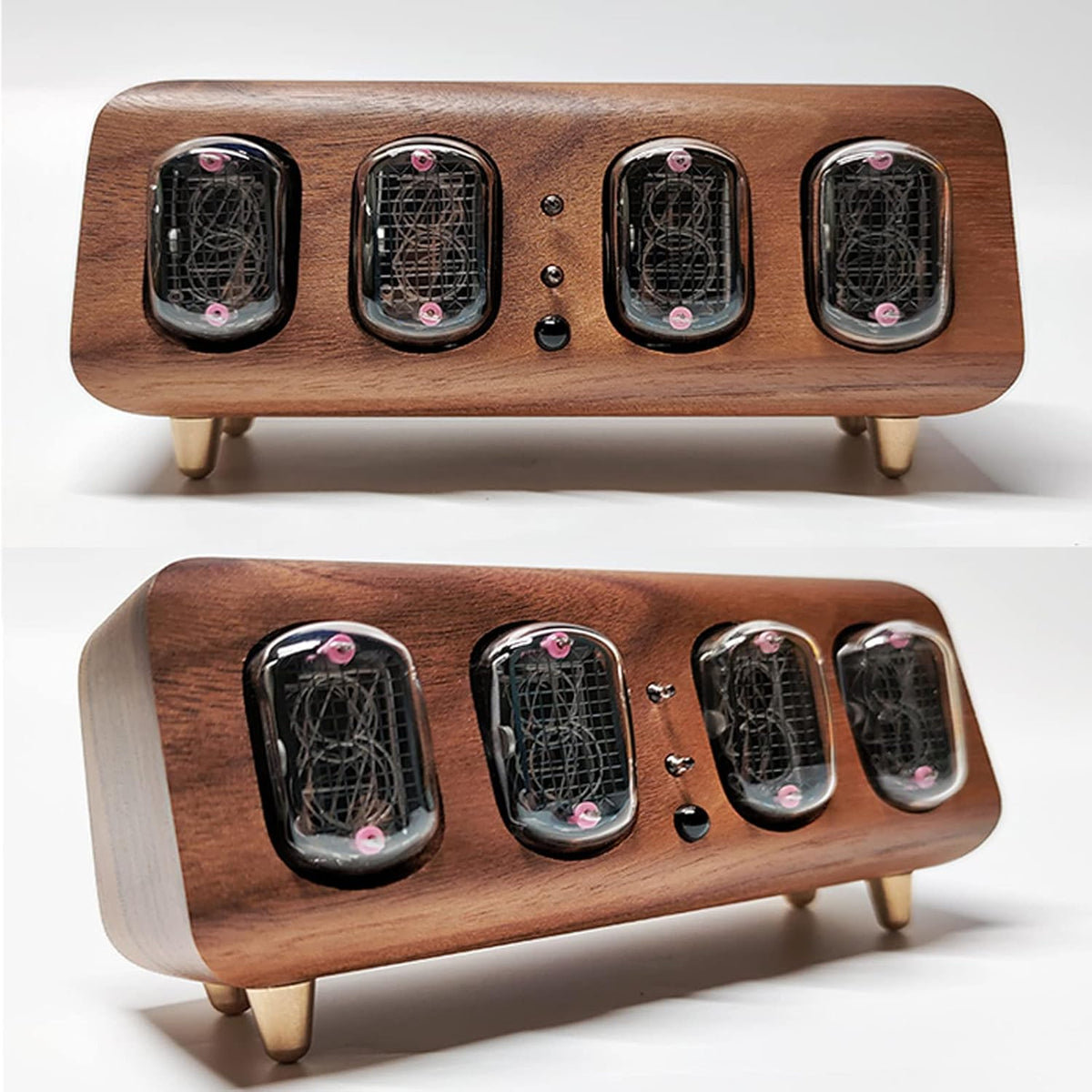 Reloj de madera maciza con tubo luminoso Nixie IN12
