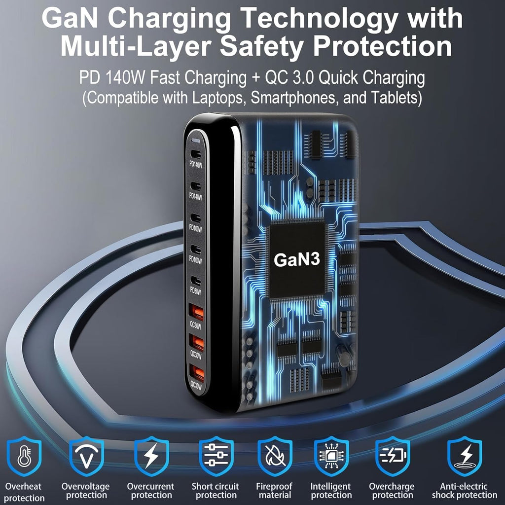 Estación de carga rápida PD 8 en 1 USB-C de 600 W