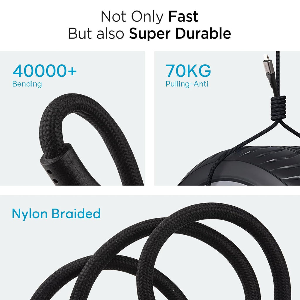 Cable Thunderbolt5 de 80 Gbps y 240 W con trenzado de nailon