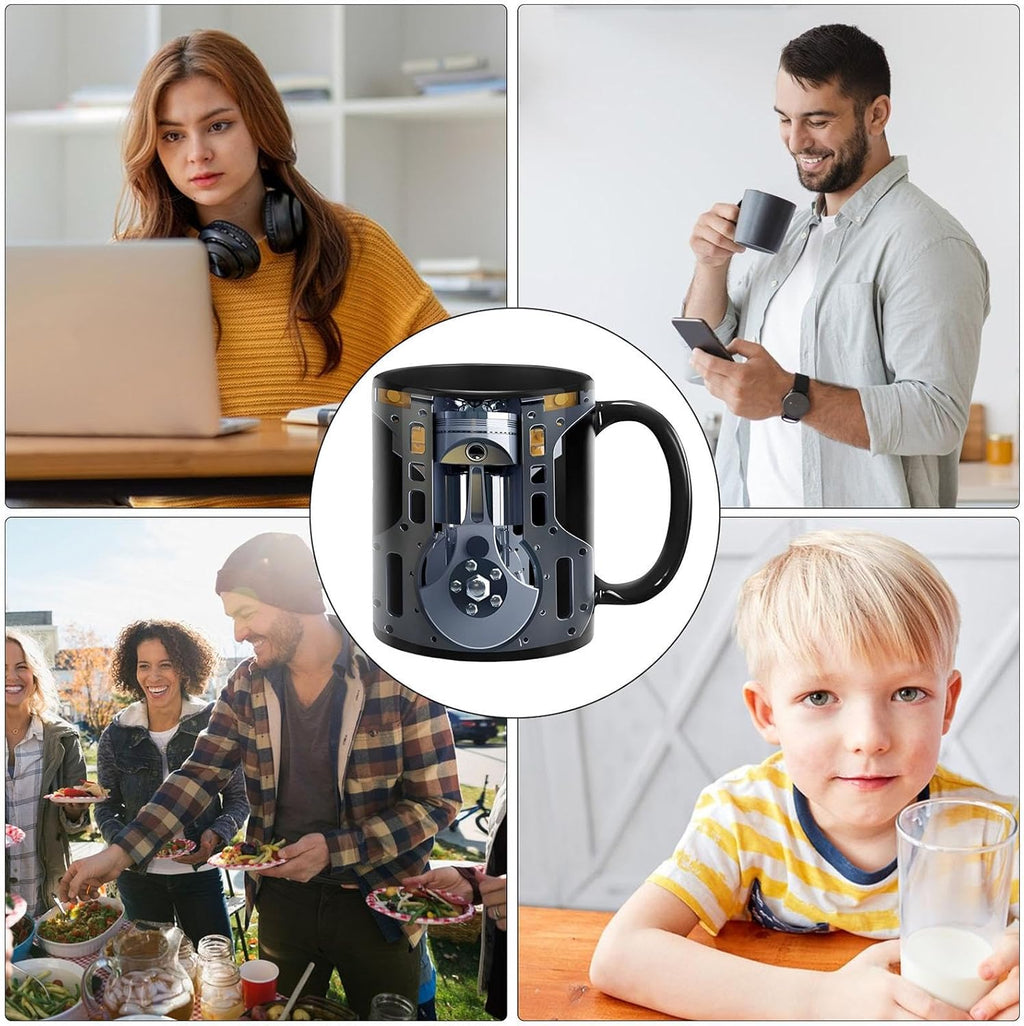 Taza de motor de mecánico, tazas de espresso, taza de café con diseño de motor mecánico, tazas de café originales, decoración para escritorio,
