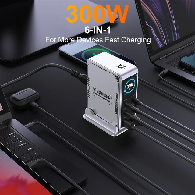 300-W-6-Port-GaN-Ladegerät mit Display
