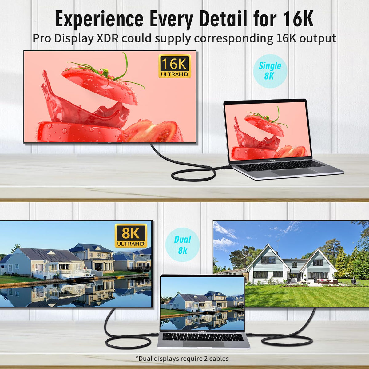Cable USB-C TB5 de 80 Gbps, 240 W y 16K UHD