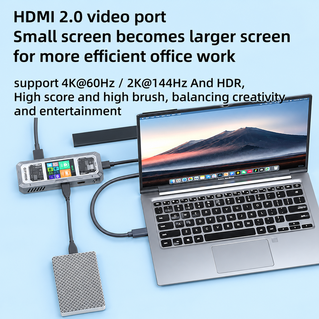 7 in 1 Aluminum Alloy Office Docking Station with Smart Screen Display
