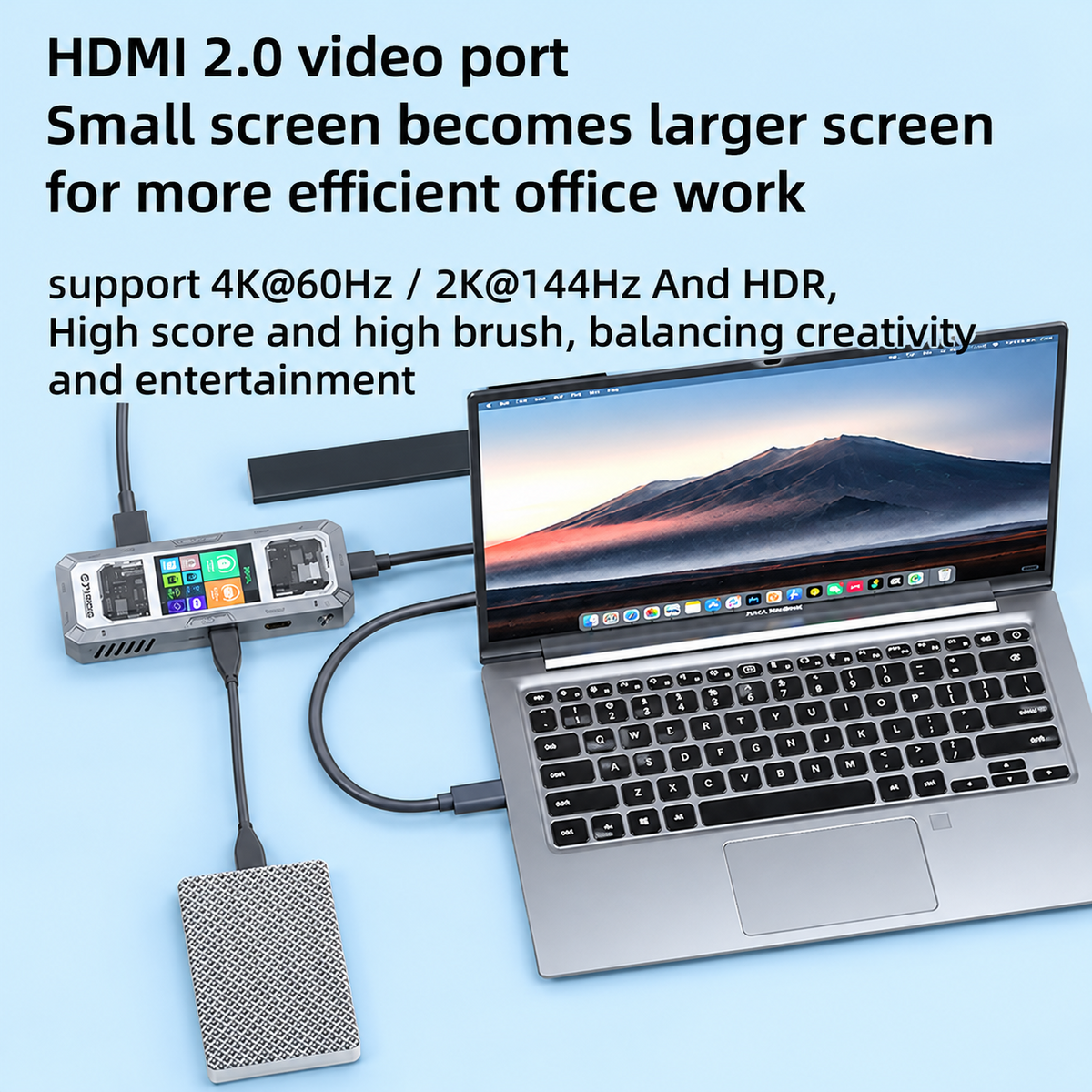 7 in 1 Aluminum Alloy Office Docking Station with Smart Screen Display