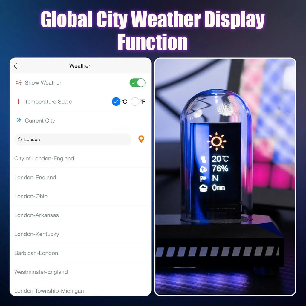 Reloj digital retro con tubo Nixie RGB, pantalla IPS y luz ambiental
