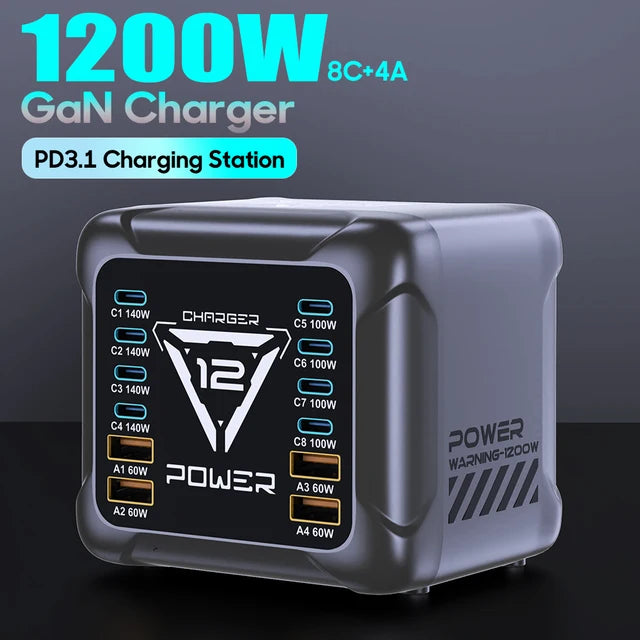 1200W 10 Ports GaN USB Type C Charger