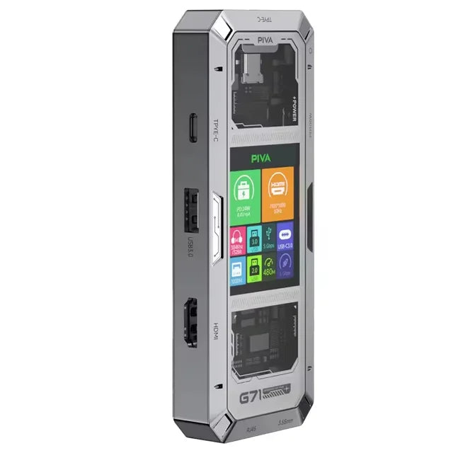 7 in 1 Aluminum Alloy Office Docking Station with Smart Screen Display