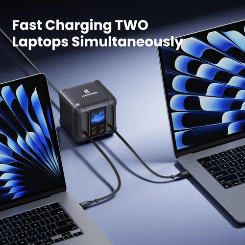 300W GaN USB Charger Station with LED Display & Retractable Type C Cable