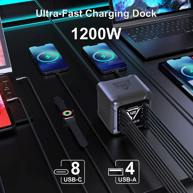 1200W 10 Ports GaN USB Type C Charger