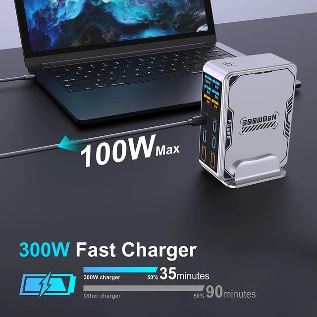 300-W-6-Port-GaN-Ladegerät mit Display