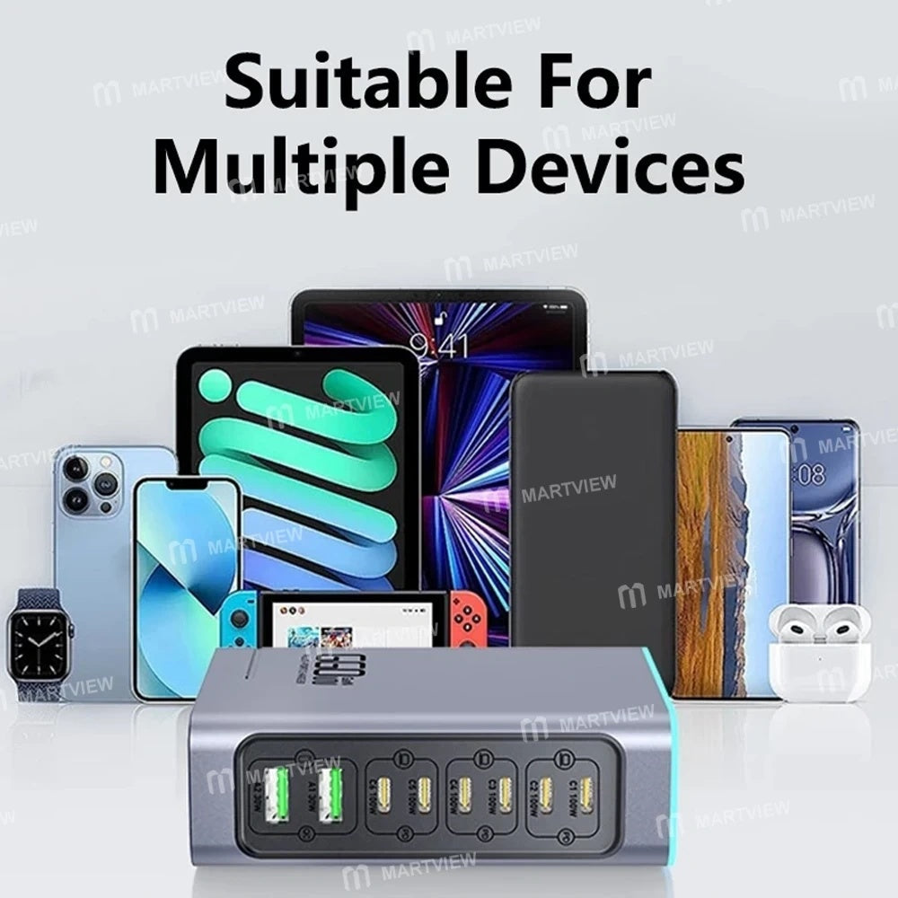 660W 8-Port Hochleistungs PD+QC3.0 GaN Tisch-Ladestation